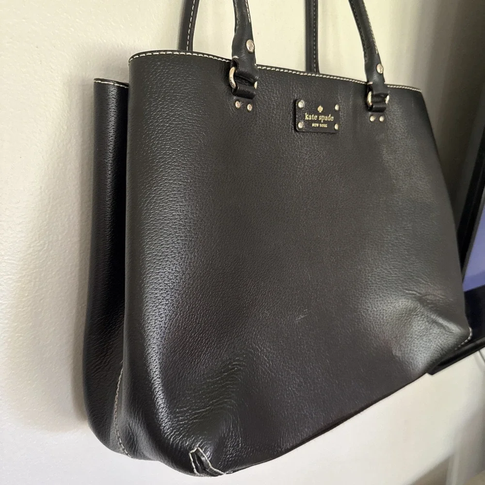 KATE SPADE Wellesley Quinn Black Leather Tote Purse Satchel Large